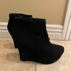Black Wedge Booties 
