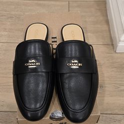 Brand New Coach Black Samie Leather Slide on Mule Shoes Size 7