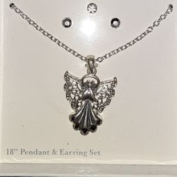 Angel Pendant Necklace Earrings