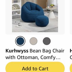 One Bean Bag Chair With Ottoman New, 