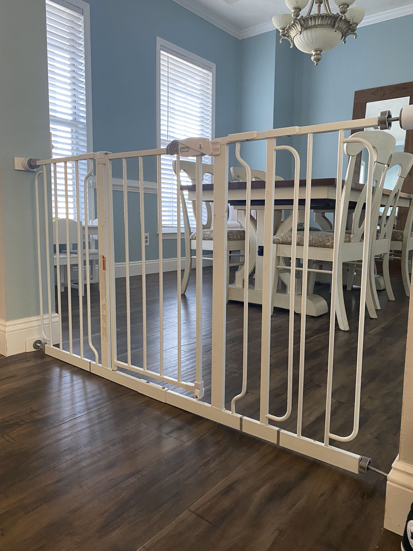 Large White baby Gate + Nanny Wall Extender