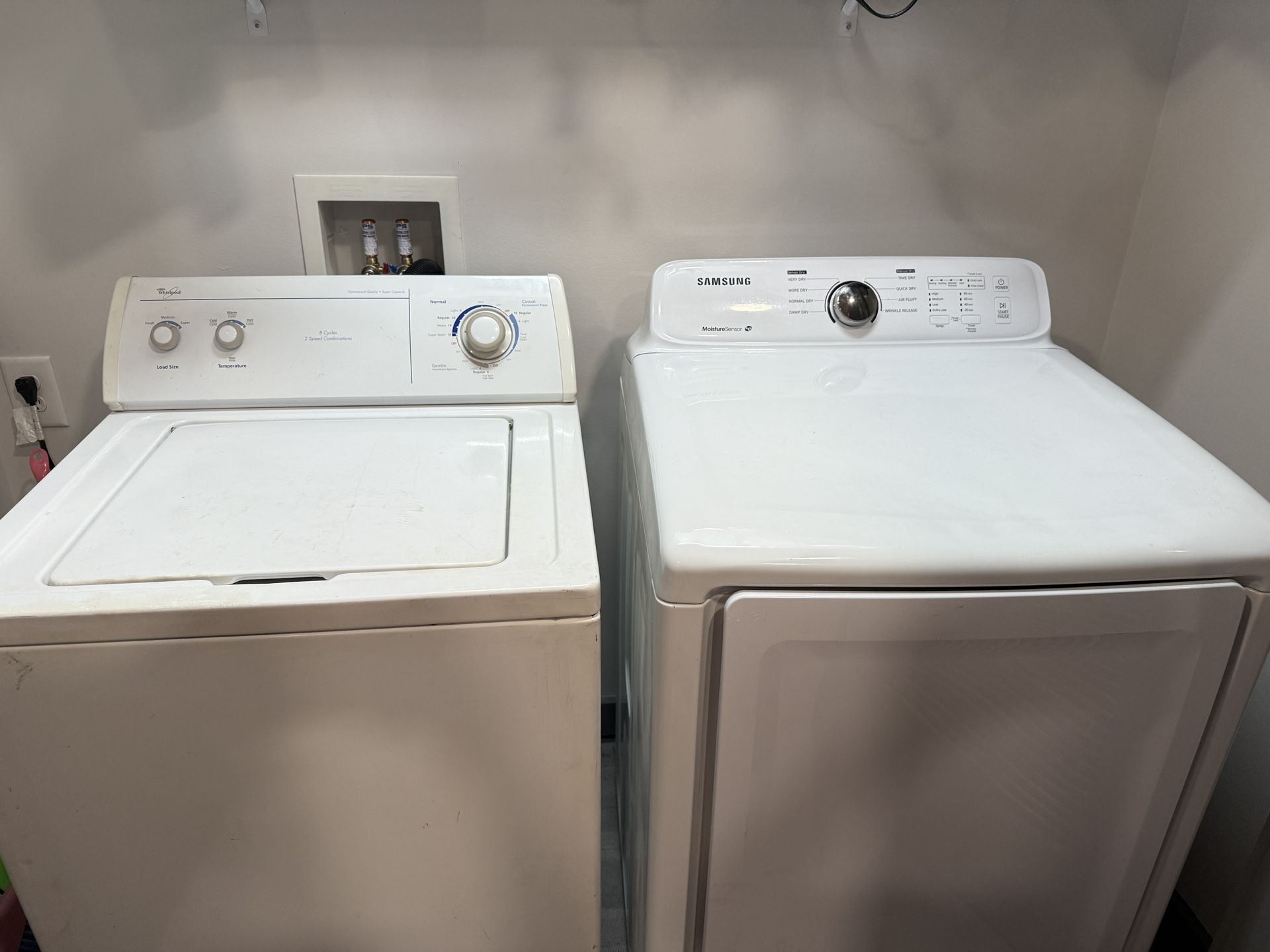 Whirlpool Top Load Washer and Samsung front load electric dryer
