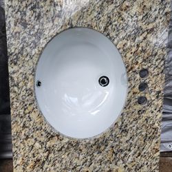 17" Oval Porcelain Undermount Sinks Plus 31 1/2" X 22 1/2" Granite Countertop