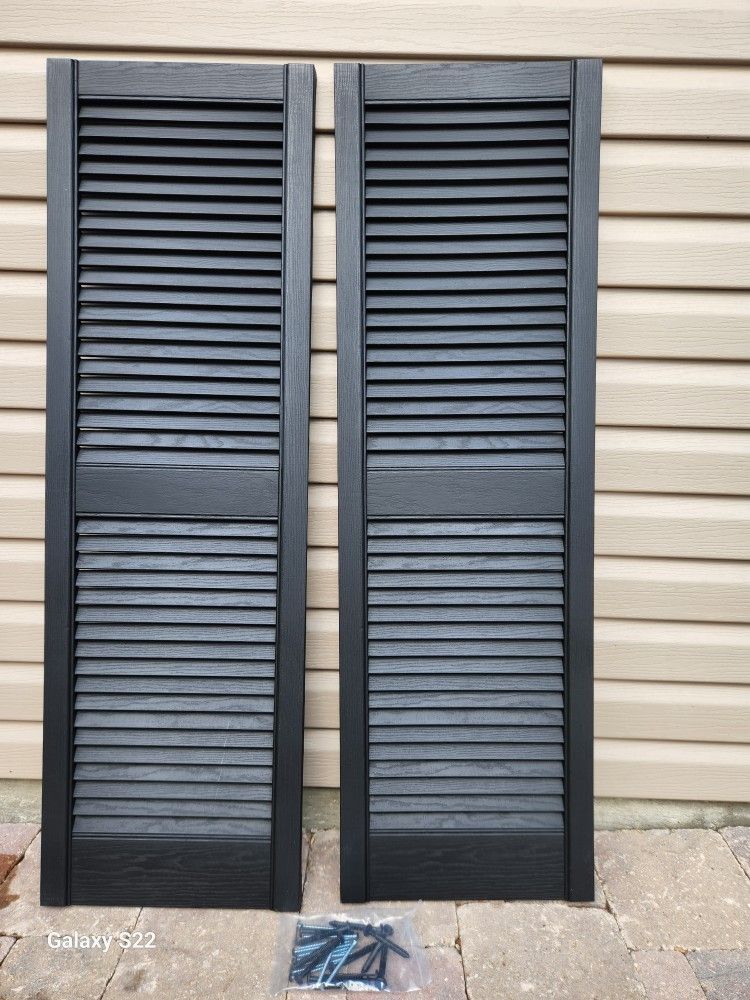 Ply Gem
15 in. x 47 in. Open Louvered Polypropylene Shutters Pair in Black