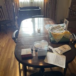 Dining Table, 2 End Table, Coffee Table, 3 Bookshelves, Rug