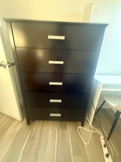 Sturdy Tall Wooden Dresser - mahogany