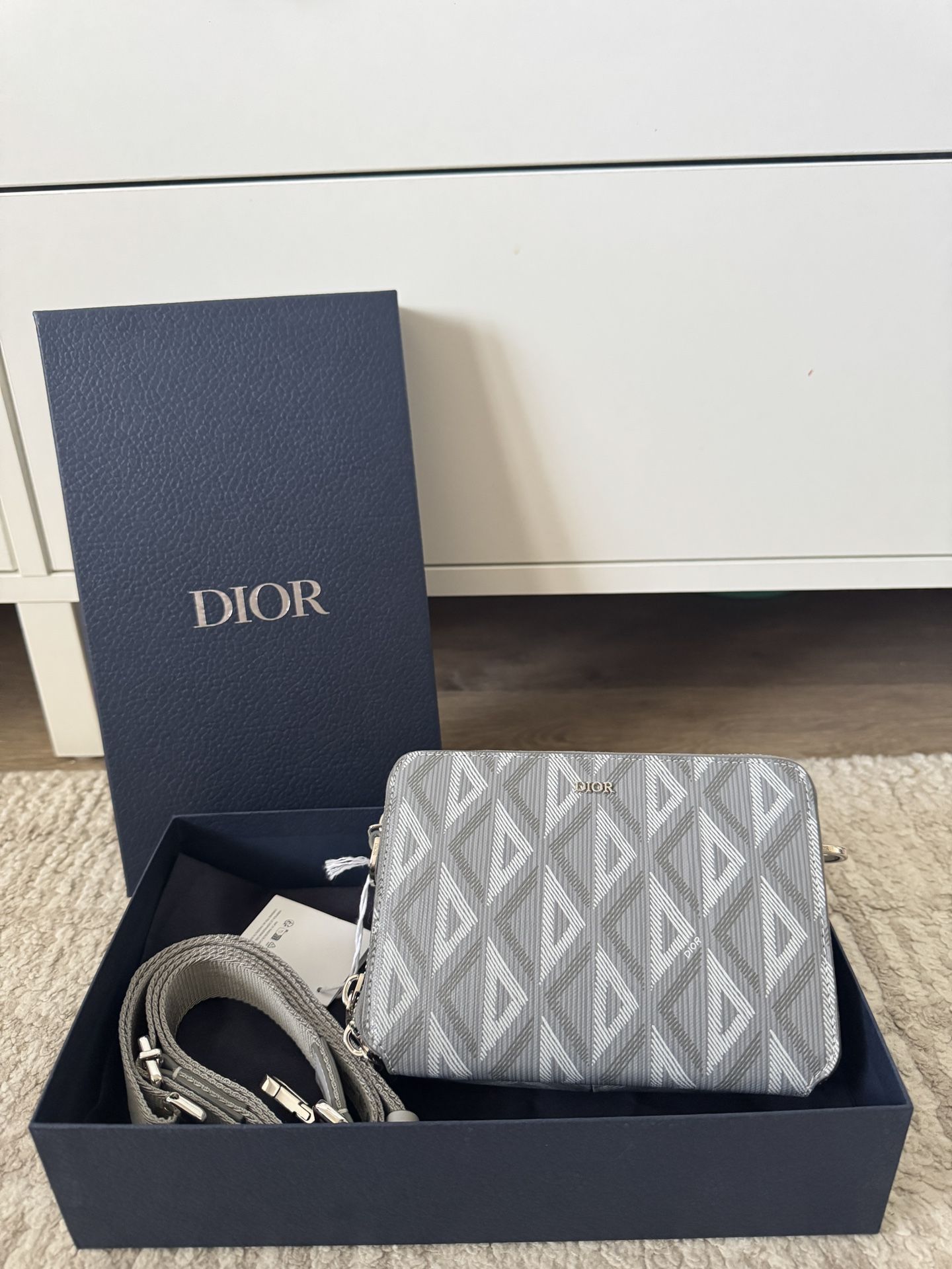 Dior Diamond Messenger Pouch Grey - Brand New
