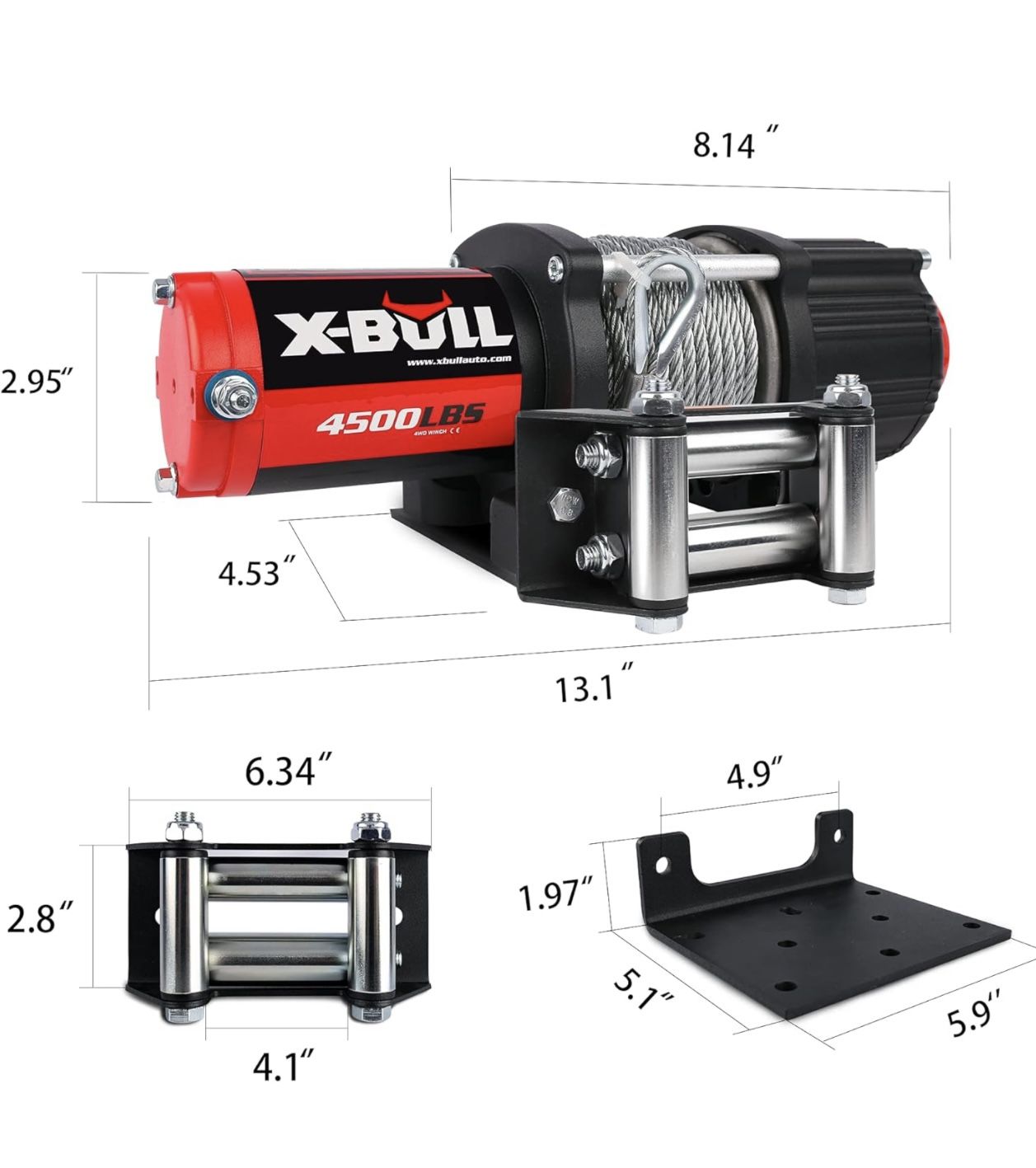 X-Bull 3000-4500Lbs Electric Winch,12V Steel Cable Winch With Wireless Handheld Re