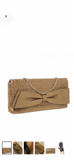Carolina Herrera Embossed Leather Chain Clutch