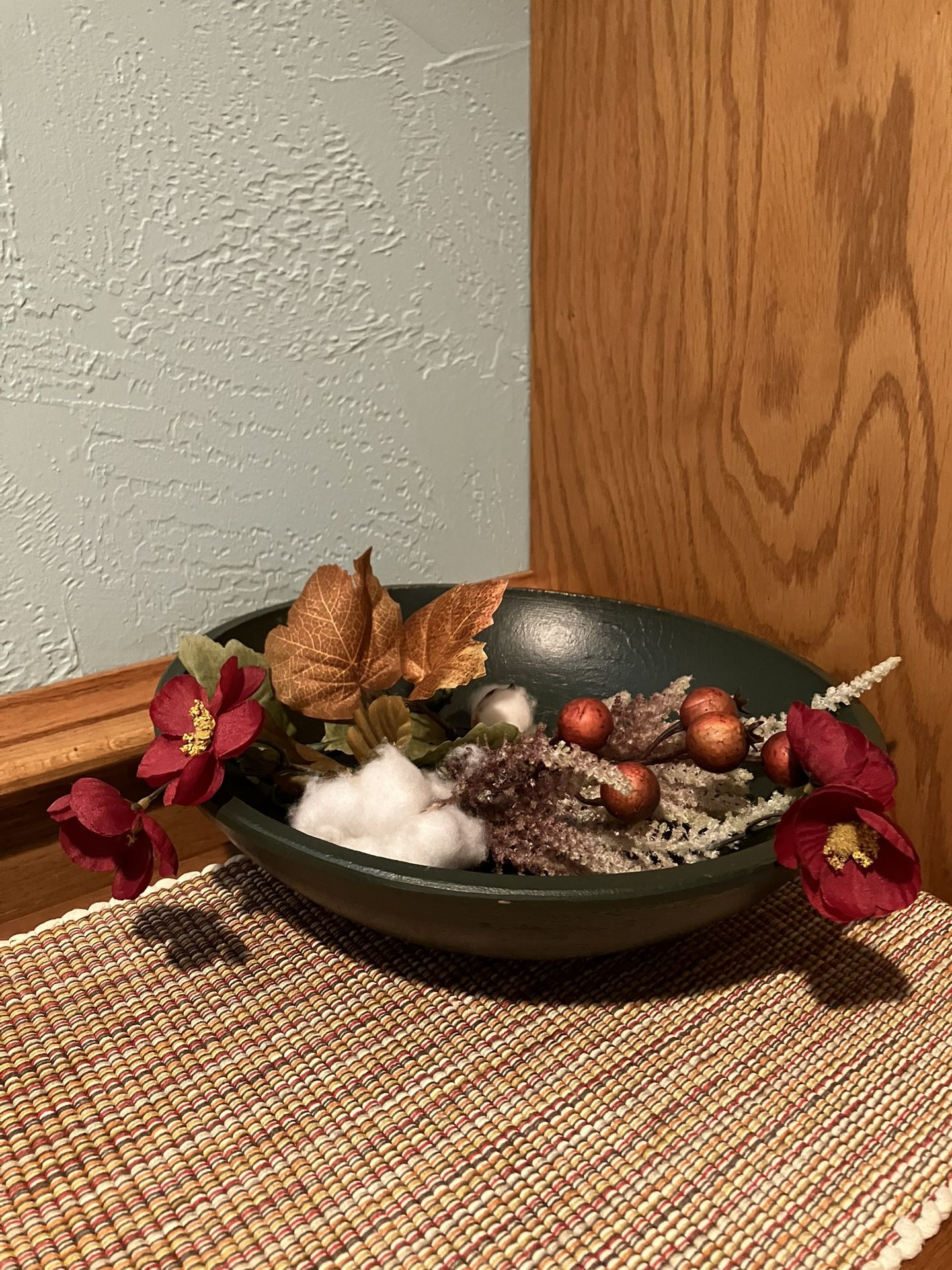 Decorative Avocado Green Bowl - Floral Included!