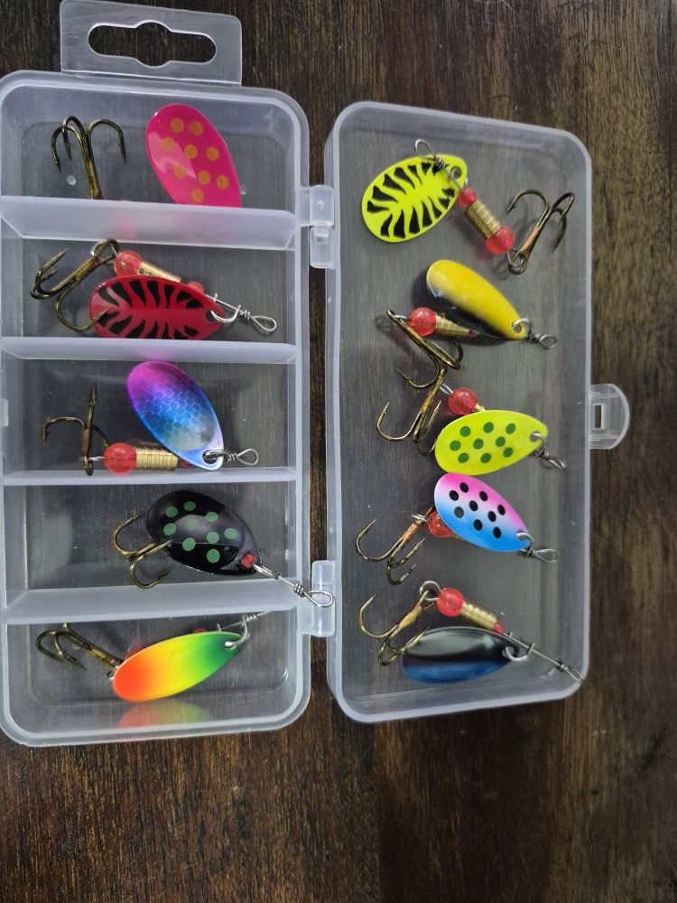 New Fishing Spinner Lures Set Of 10