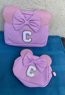 Minnie Mouse Cosmetic Bag Set with Initial C