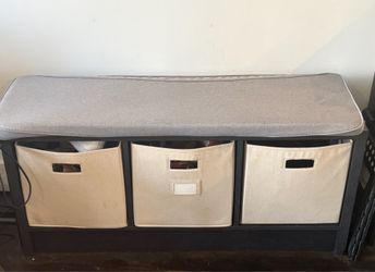 Storage Bench with 3 Cubbies and Cushion