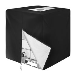 IBC Tote Cover, Outdoor Water Tank Covers Waterproof, 275 Gallon for 420D 1000L Garden Water Tank and Rain Barrel (Black)