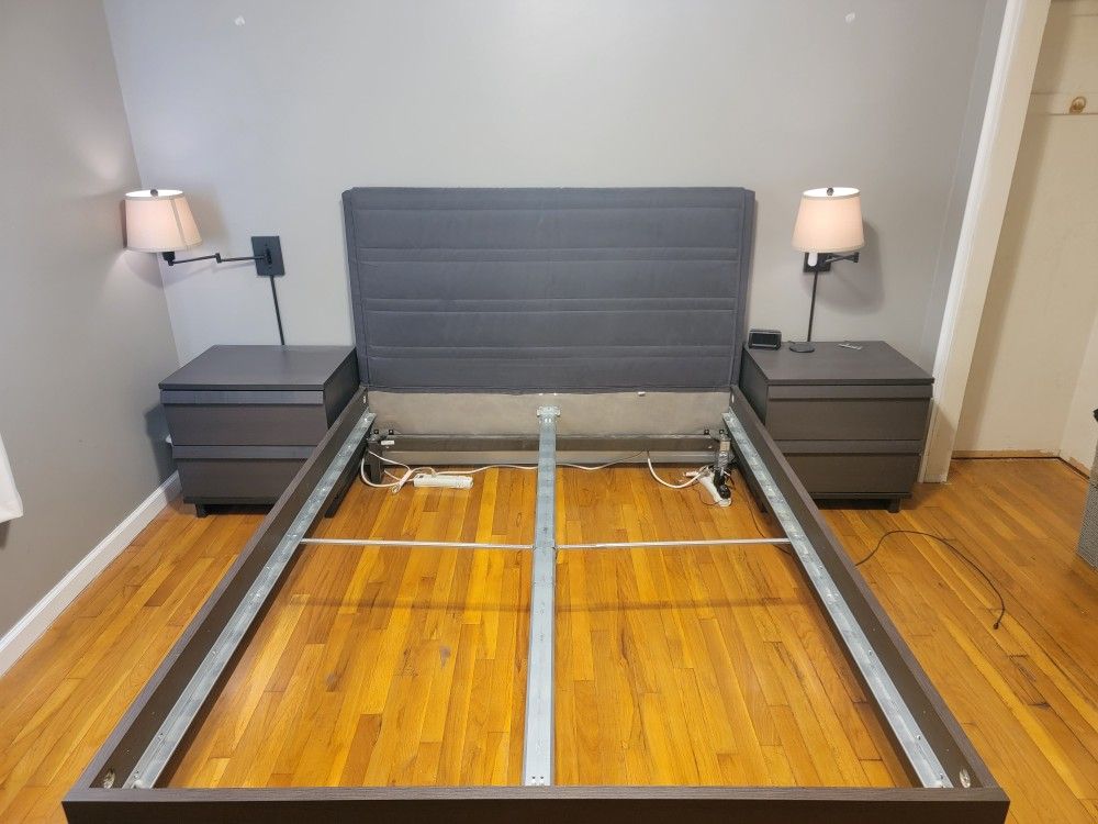 Queen Bedframe, Matching Nightstands