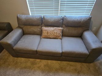 Gray Fabric 3-Seat Sofa and Love Seat