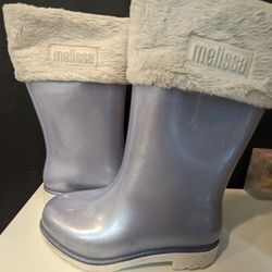 Mini Melissa Gorgeous Glitter Rain Boots Size 13