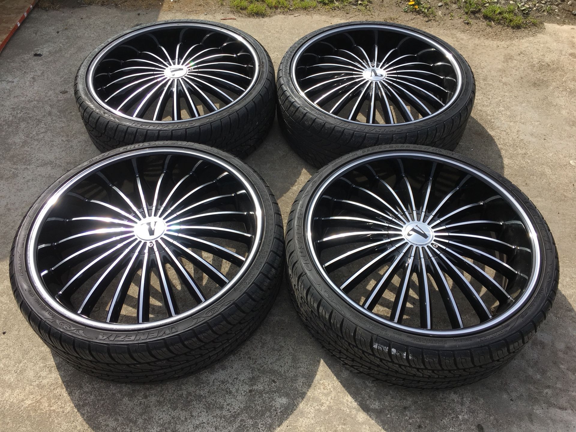 22 inch Velocity like new rims and tires ,5 lug universal