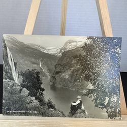 Vintage Norway Geirangerfjord Syv Søstre Seven Sisters Postcard Eberh B Oppi