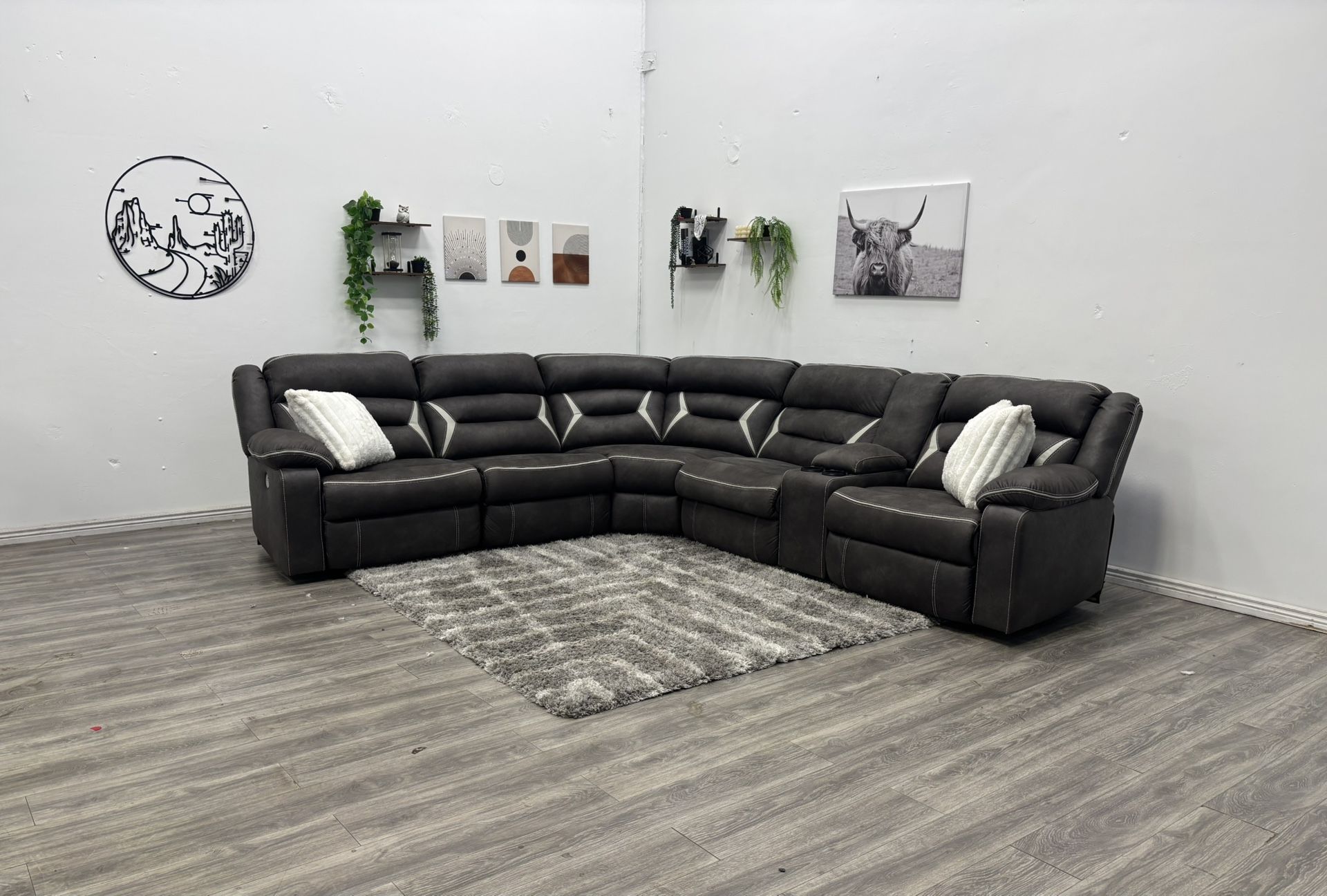 Brown Recliner Sectional Couch - Free Delivery