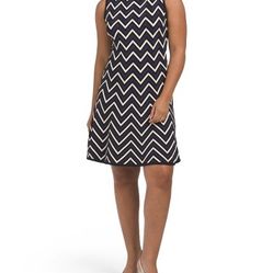 NWT Shoshanna Purple Cream Black Striped Zig Zag Formal Sleeveless Dress XL