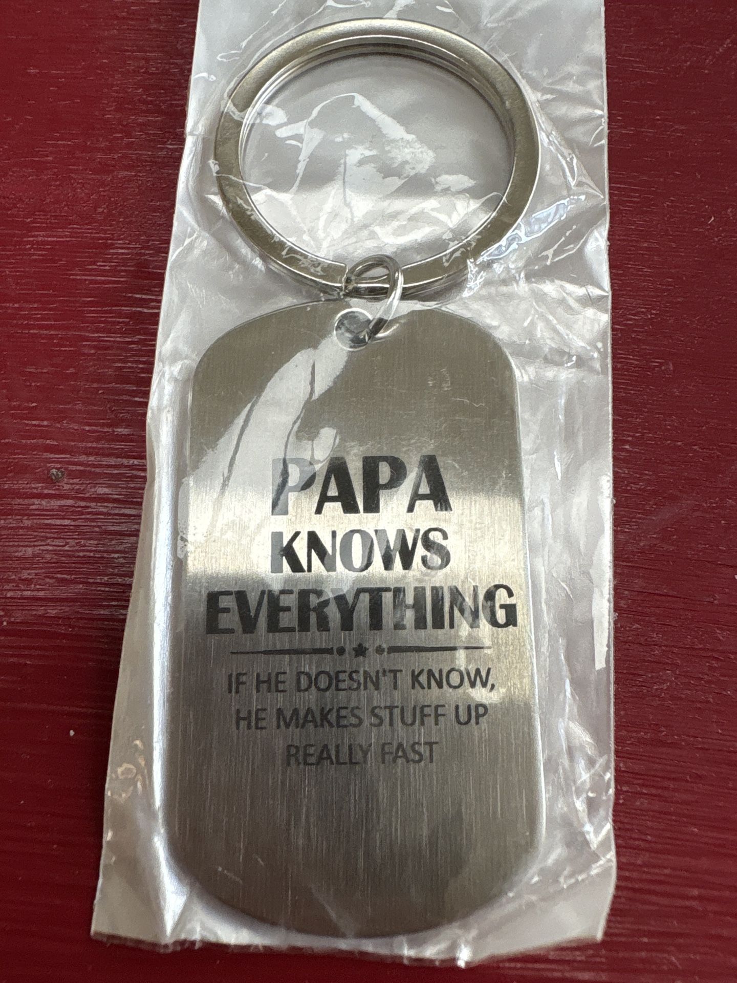 Dad Gift- Key Chain, “Papa Knows Everything”