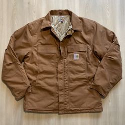 Carhartt  Brown Flame Resistant FR Canvas Jacket Quilted Lined NFPA 2112  Sz L 