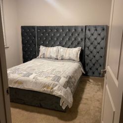 Gray Tufted Queen Size Bed