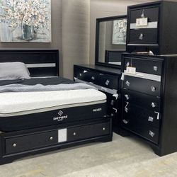 Regata Black/Silver Bedroom❤️✨ we have delivery 🚛👍🏼 today $49 price Queen 5pc $1149