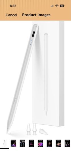 Stylus Pen for iPad 2018-2026, One-Click Undo USB-C 3X Fast Charging Pixel-Perfect Tilt Sensitivity Pencil for iPad A16/11-6th, Pro 11/12.9/13, Air 3/