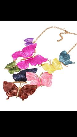 Multi colored butterfly necklace