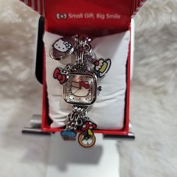 Hello Kitty Charm Bracelet Watch, Analog. Brand New Hanging Charms HTF