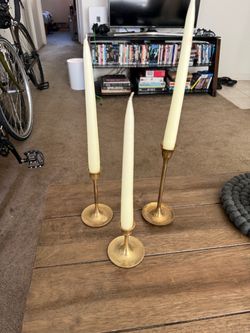 3 Brass Candle Stick Holders