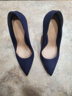 Aldo Navy Blue Suede Pointed-Toe Pumps
