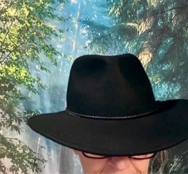 Black Wide Brim wool Panama/cowgal style Hat