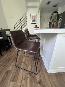 Counter Height Barstool - Dark Brown Faux Leather - Threshold
