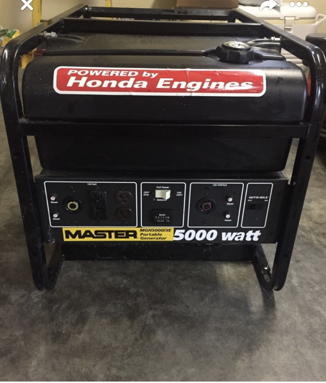 5000 watt Red and black Honda craftsman generator