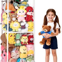 Stuffed Animal Storage,PVC Tube Zoo Stuffed Animal Holder with Elastic Band,Space Save Vertical Kids Plush Toy Organizer,Ideal for Boys Girls Nursery 