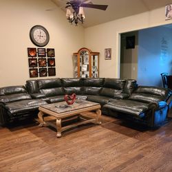 4 Piece Leather Reclining Sectional