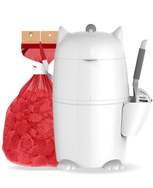 Red Rocket PurrLitter TwistR XL Cat Litter Pail Disposal System with Scoop Turn Handle Odor Free Patented (Hold 17lbs Litter)