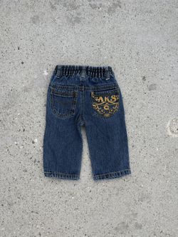 Navy blue denim baby boy shorts with gold embroidery size 3/6 months 
