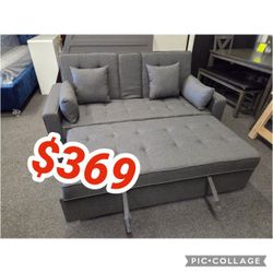 70"W Modern Gray Fabric Sleeper Sofa with 2 USB Charging Ports and 4 Accent Pillows