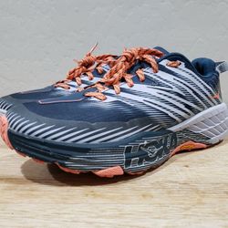 HOKA ONE ONE Women's Speedgoat 4 Vibram Sole Trail Running Shoes (10)  Navy/Gray