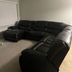 Leather Black Sofa, Sectional