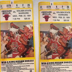GAME USED CHICAGO BULLS TICKETS 1994 MICHAEL JORDAN  GREAT COLLECTIBLES $50 