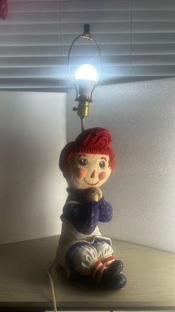 Vintage Raggedy Ann Hand Painted Rare Ceramic Lamp--Reduced