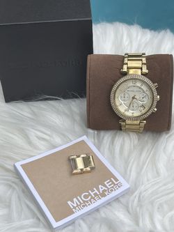 Michael Kors Gold Tone w/Crystal Studded Bezel 