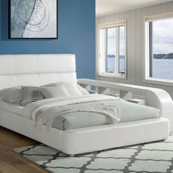 Brand New White Leather Queen Size Bed Frame