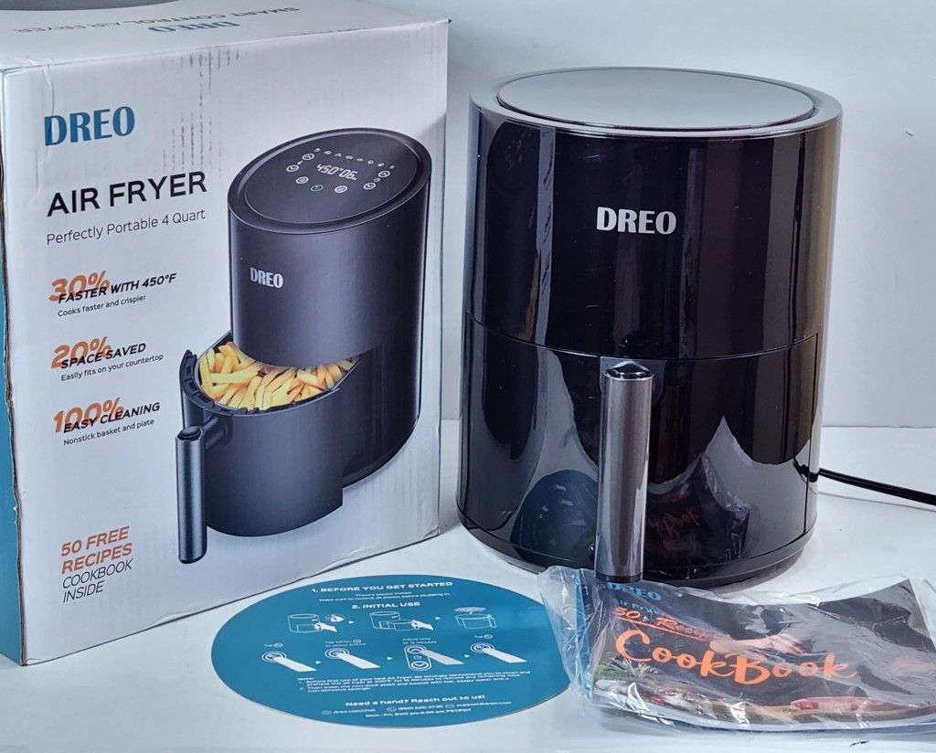 Dreo Air Fryer - 100℉ to 450℉, 4 Quart Hot Oven Cooker with 50 Recipes, 9 Cooking #531