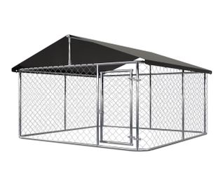 79x79 inch Outdoor Dog Kennel Outside,Heavy Duty Dog Enclosure with Waterproof Cover Roof and Steel